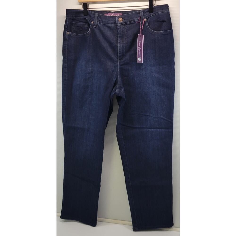 L32) Women's Gloria Vanderbilt Amanda Blue Slimming Jeans Pants Size 16 Short - Picture 3 of 14